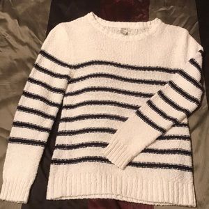 Blue and white striped sweater
